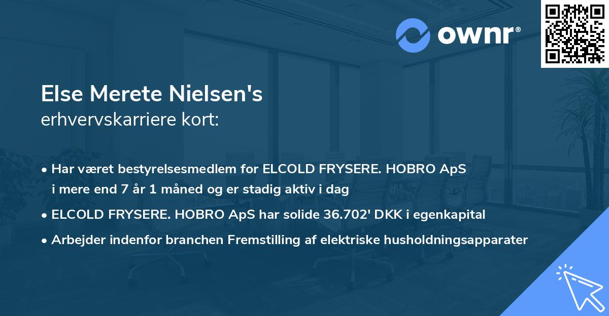 Else Merete Nielsen's erhvervskarriere kort
