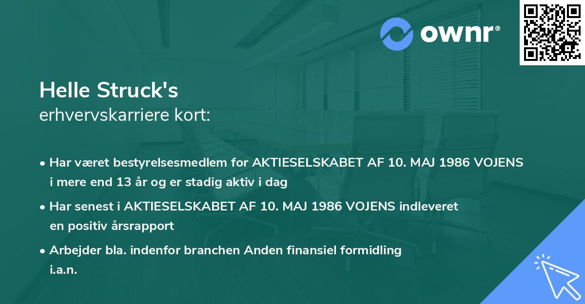Helle Struck's erhvervskarriere kort