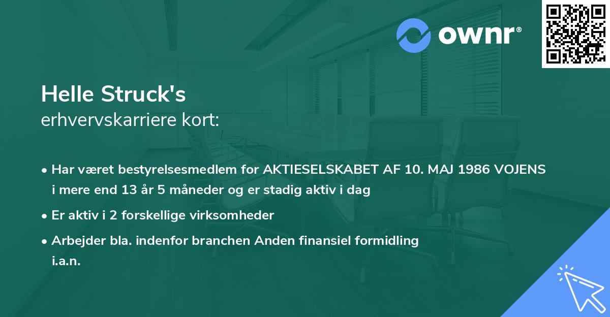 Helle Struck's erhvervskarriere kort