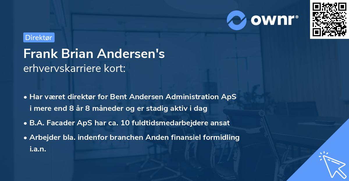 Frank Brian Andersen's erhvervskarriere kort