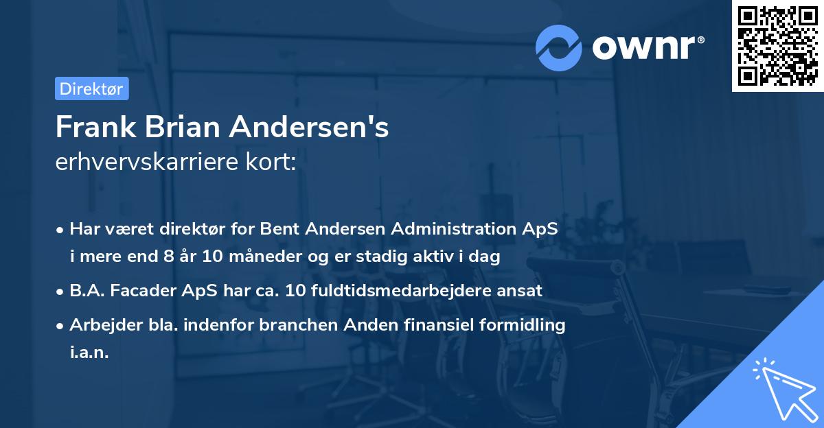 Frank Brian Andersen's erhvervskarriere kort