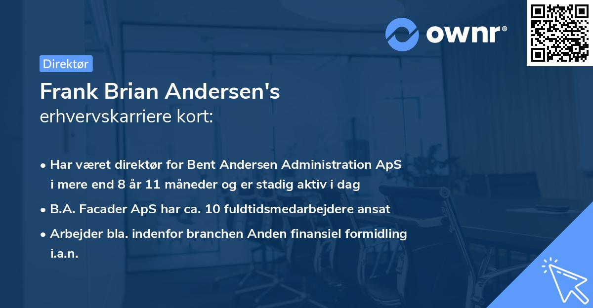 Frank Brian Andersen's erhvervskarriere kort