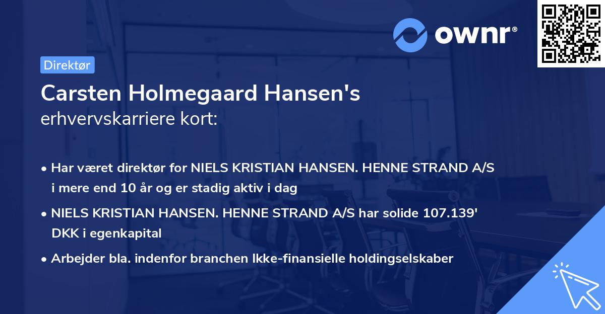 Carsten Holmegaard Hansen's erhvervskarriere kort