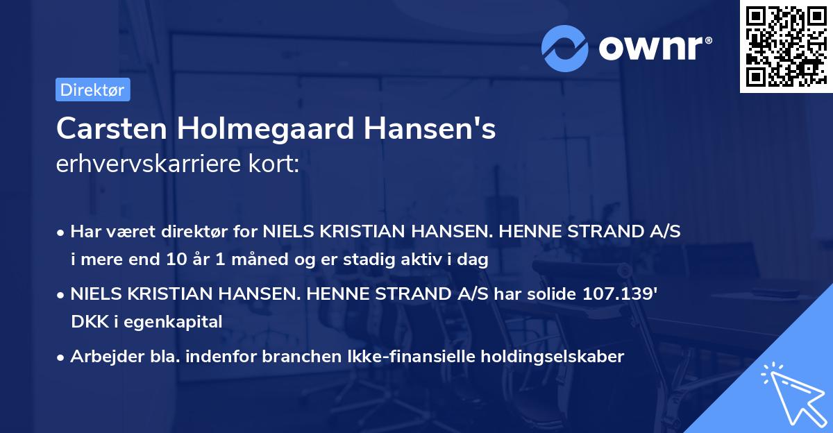 Carsten Holmegaard Hansen's erhvervskarriere kort