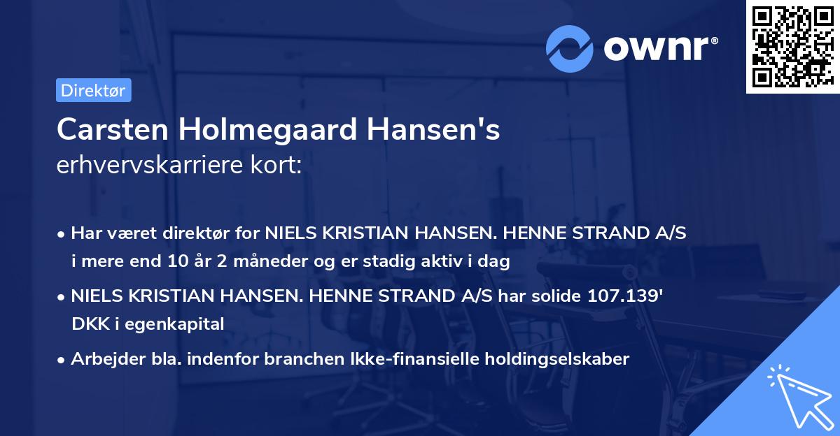 Carsten Holmegaard Hansen's erhvervskarriere kort