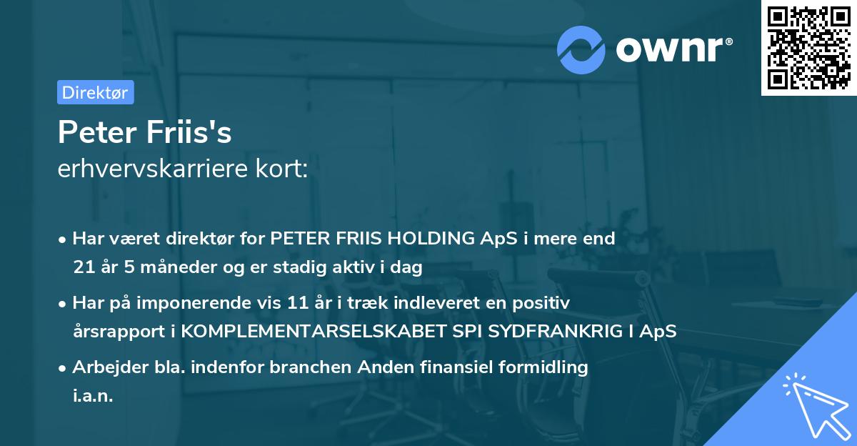 Peter Friis's erhvervskarriere kort