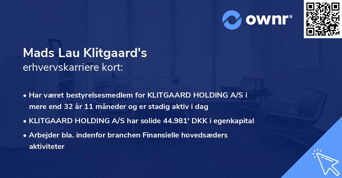 Mads Lau Klitgaard's erhvervskarriere kort