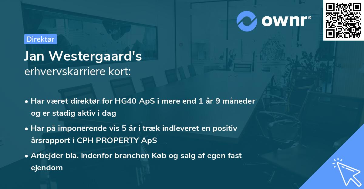 Jan Westergaard's erhvervskarriere kort