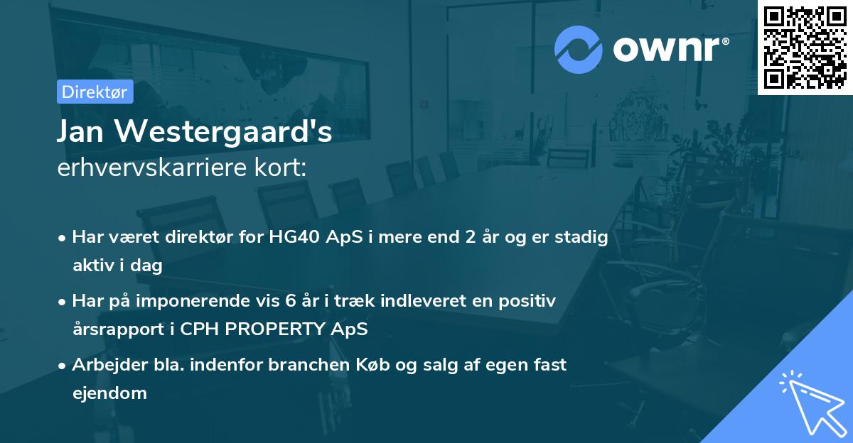Jan Westergaard's erhvervskarriere kort