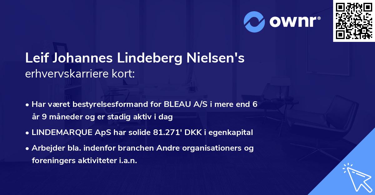 Leif Johannes Lindeberg Nielsen's erhvervskarriere kort