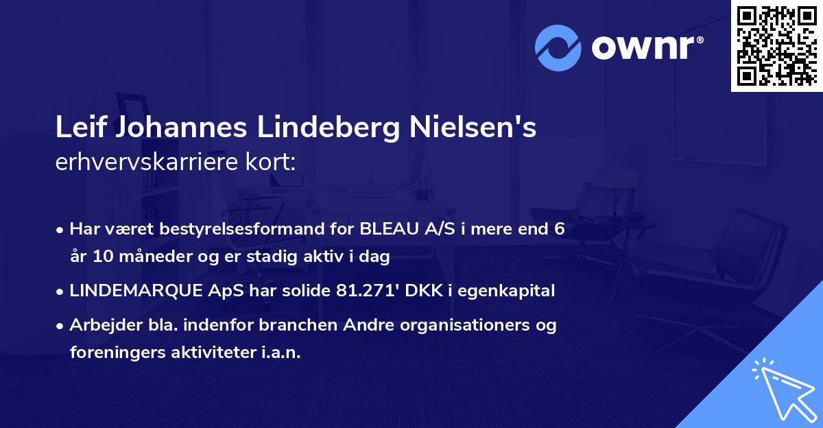 Leif Johannes Lindeberg Nielsen's erhvervskarriere kort