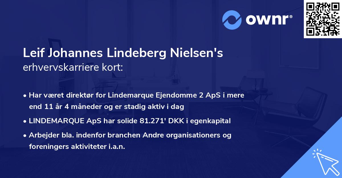 Leif Johannes Lindeberg Nielsen's erhvervskarriere kort