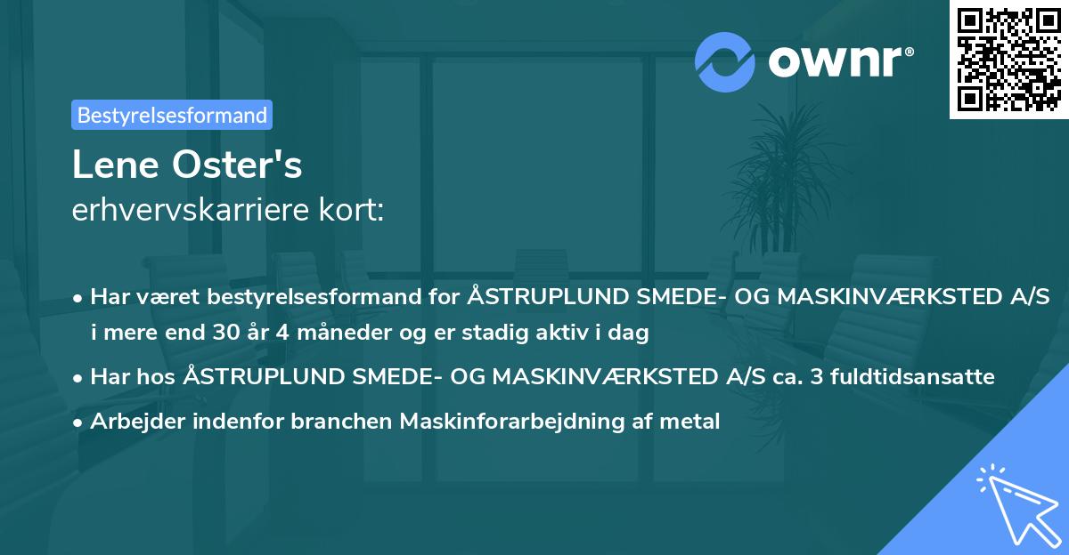 Lene Oster's erhvervskarriere kort
