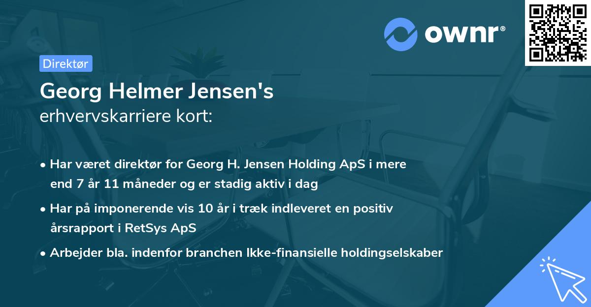 Georg Helmer Jensen's erhvervskarriere kort