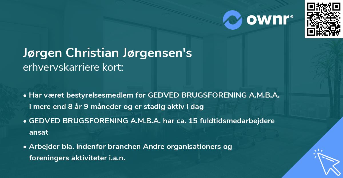 Jørgen Christian Jørgensen's erhvervskarriere kort