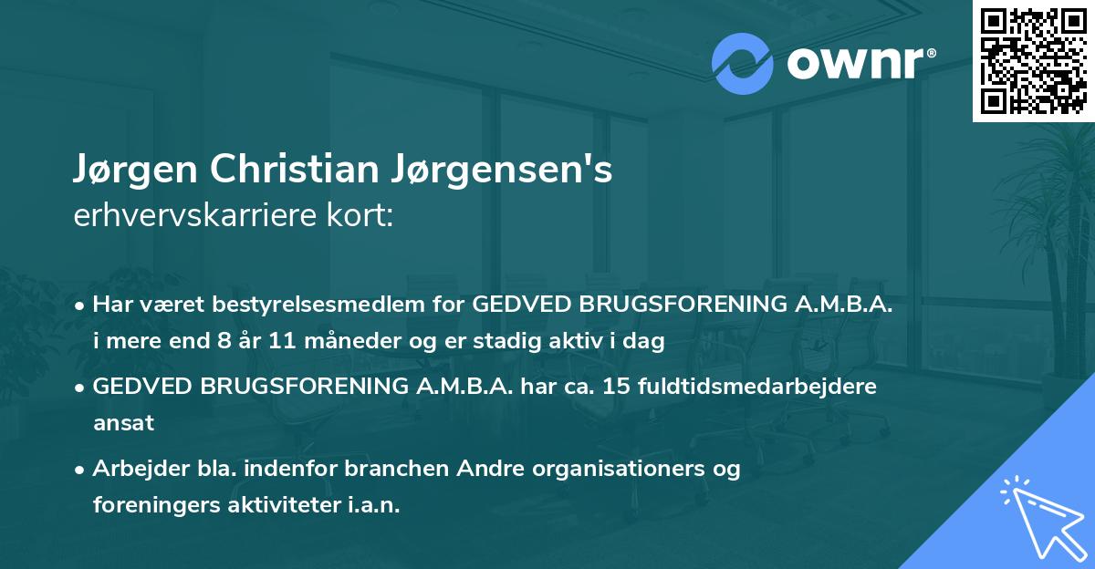 Jørgen Christian Jørgensen's erhvervskarriere kort