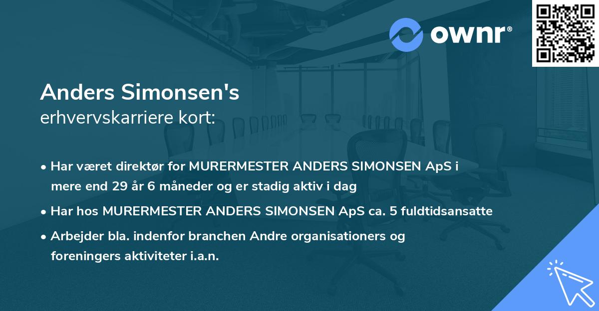 Anders Simonsen's erhvervskarriere kort