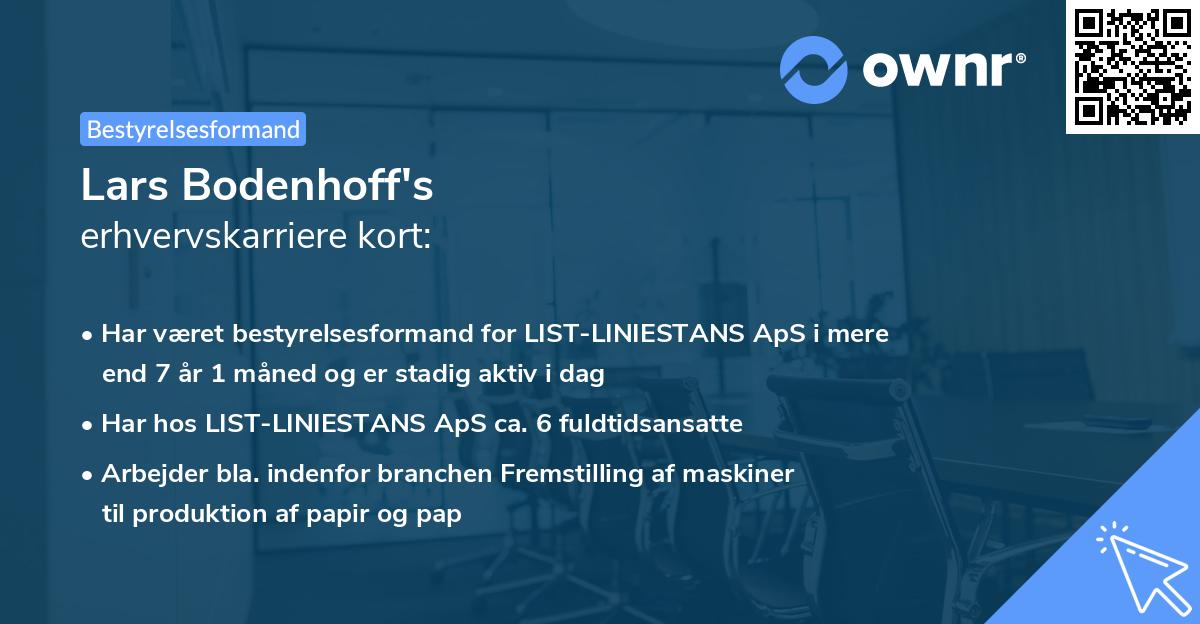 Lars Bodenhoff's erhvervskarriere kort