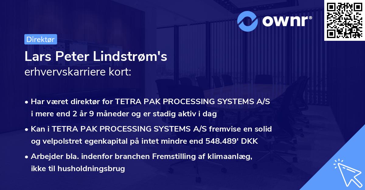 Lars Peter Lindstrøm's erhvervskarriere kort