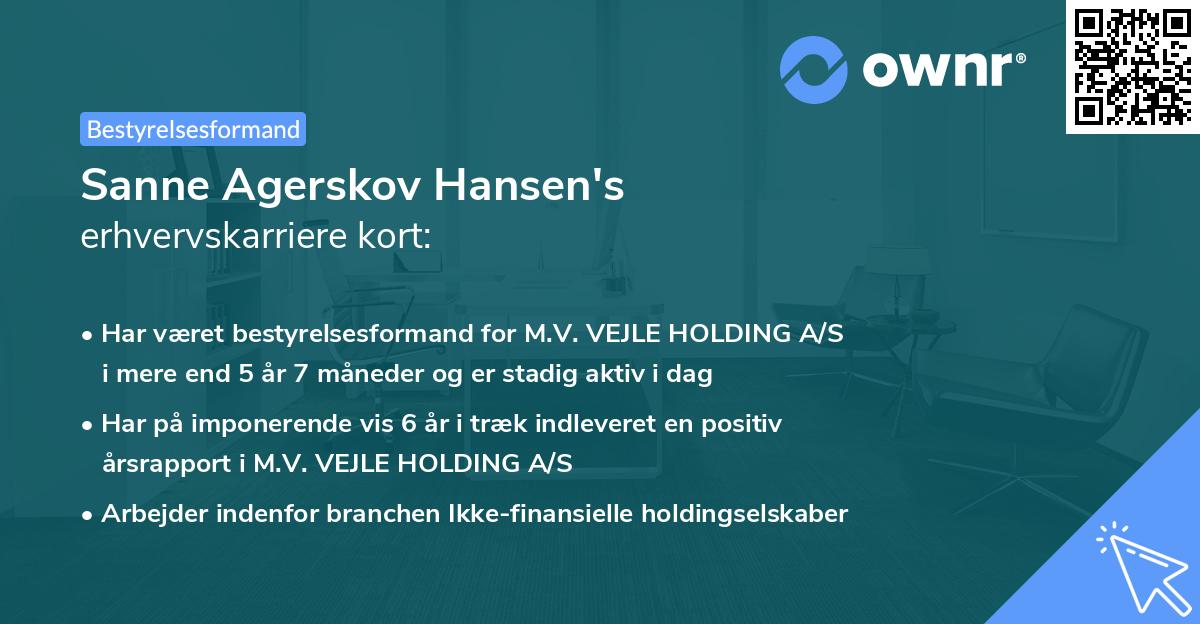 Sanne Agerskov Hansen's erhvervskarriere kort