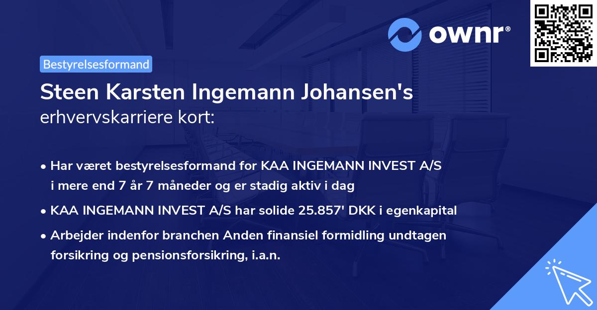Steen Karsten Ingemann Johansen's erhvervskarriere kort