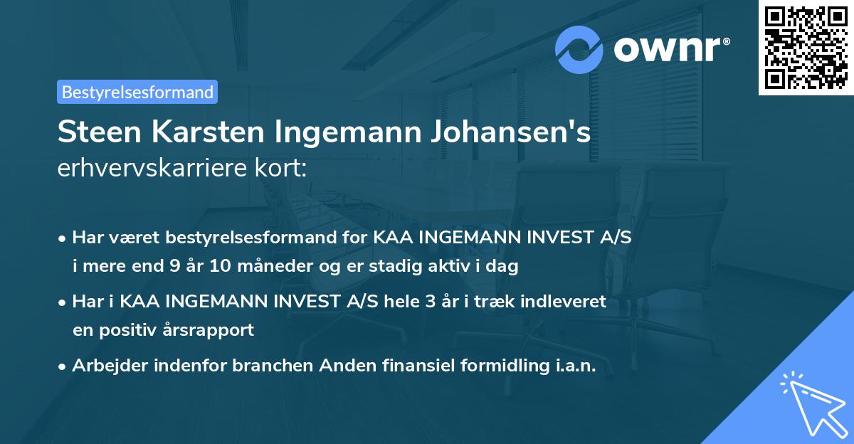 Steen Karsten Ingemann Johansen's erhvervskarriere kort