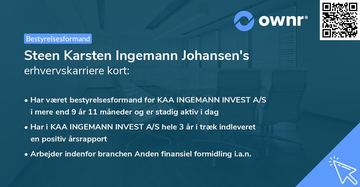 Steen Karsten Ingemann Johansen's erhvervskarriere kort