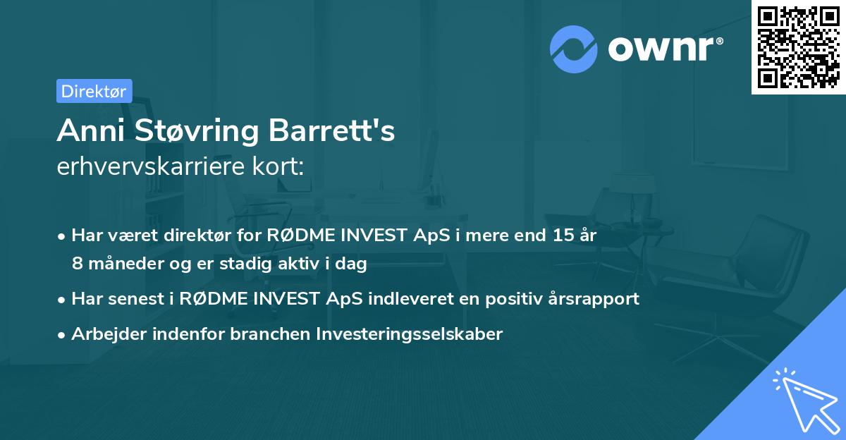 Anni Støvring Barrett's erhvervskarriere kort