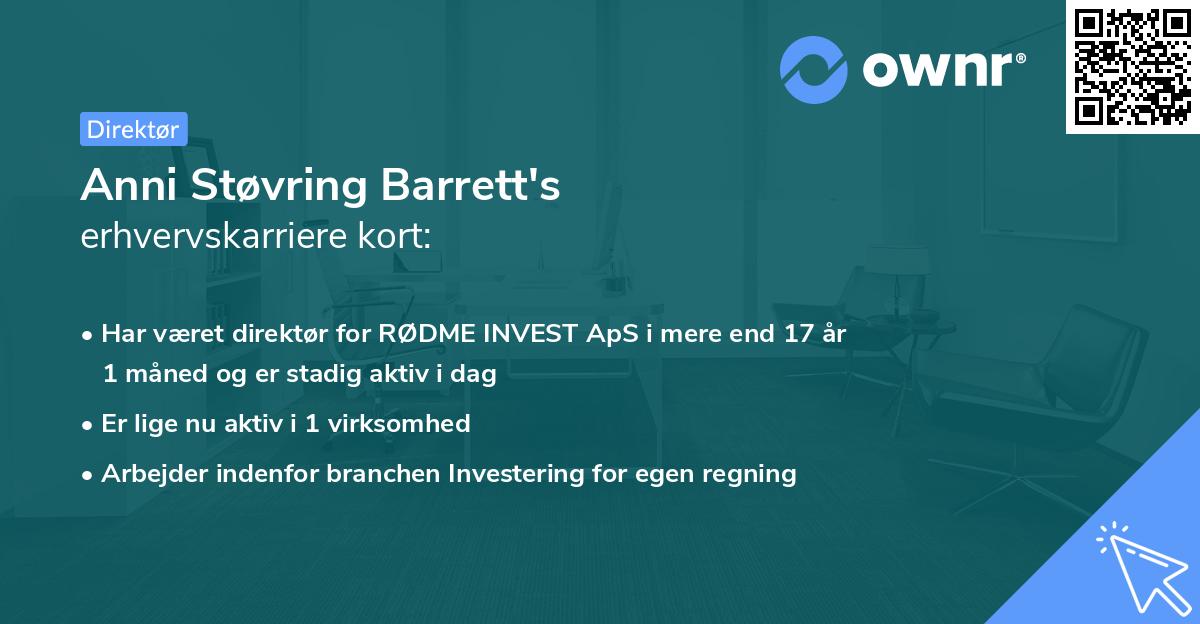 Anni Støvring Barrett's erhvervskarriere kort