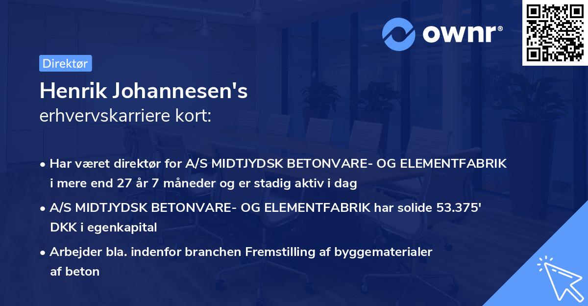 Henrik Johannesen's erhvervskarriere kort