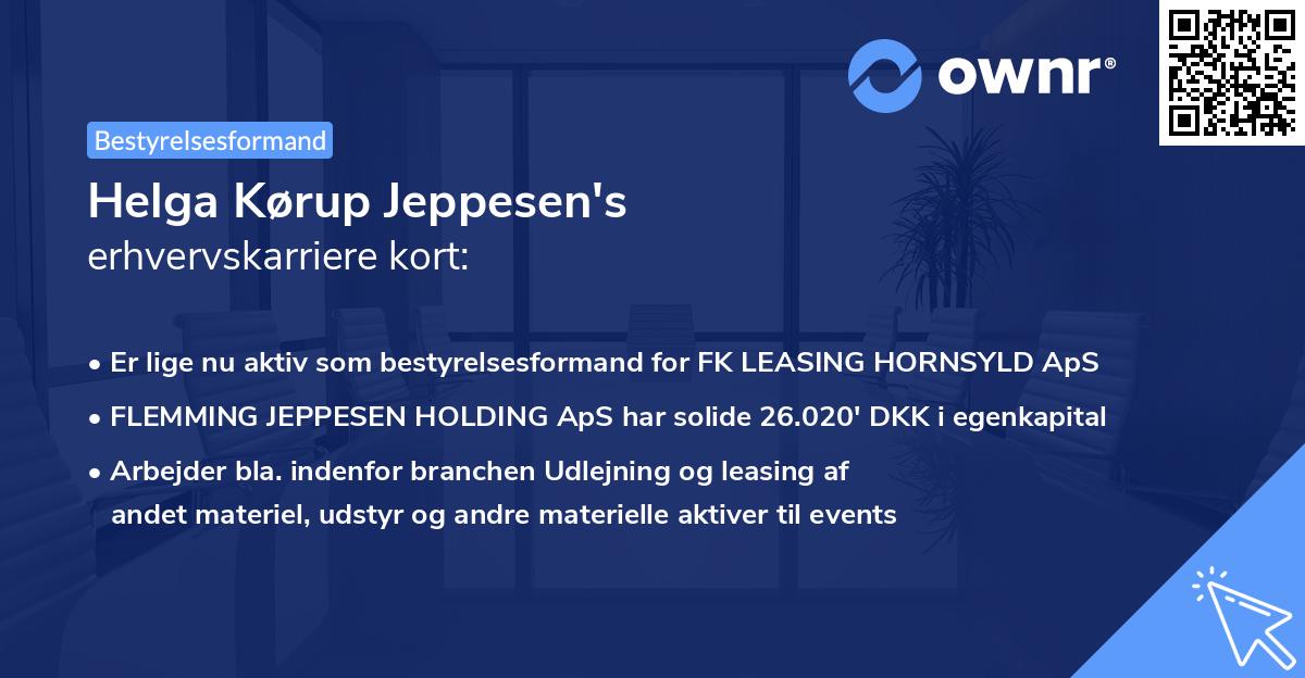 Helga Kørup Jeppesen's erhvervskarriere kort