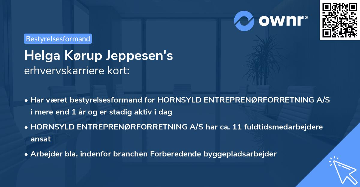 Helga Kørup Jeppesen's erhvervskarriere kort