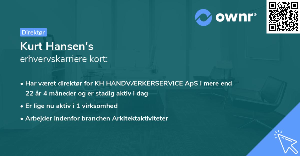 Kurt Hansen's erhvervskarriere kort