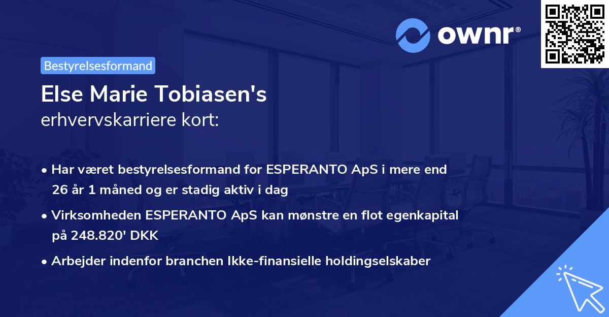 Else Marie Tobiasen's erhvervskarriere kort