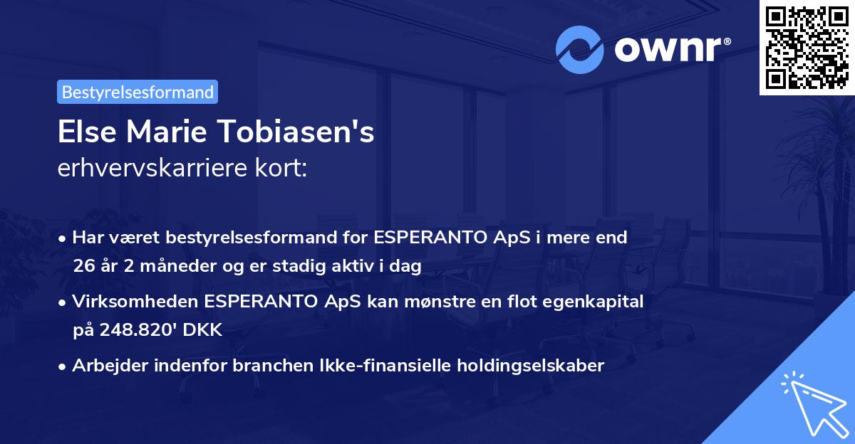 Else Marie Tobiasen's erhvervskarriere kort