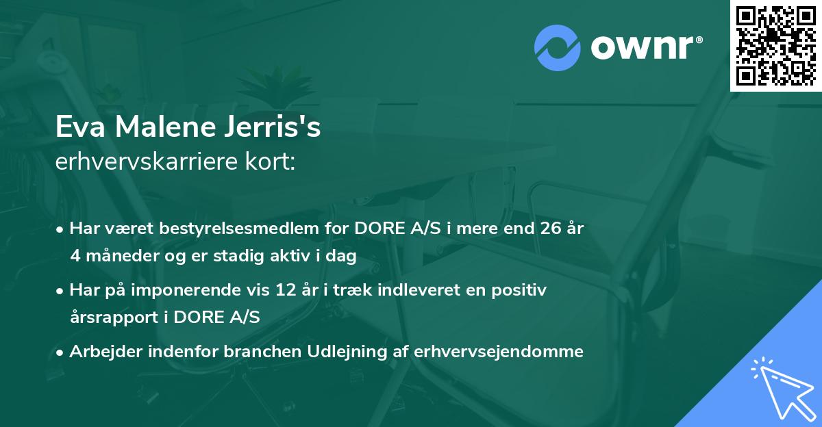 Eva Malene Jerris's erhvervskarriere kort
