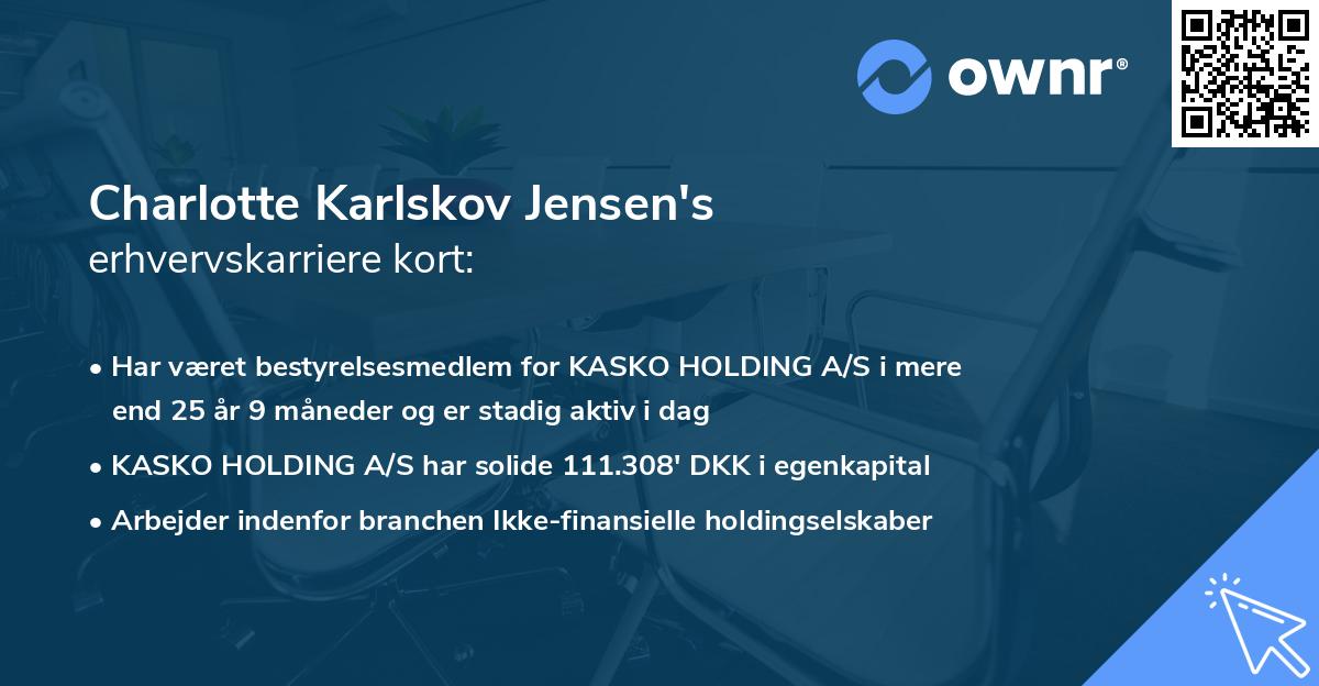 Charlotte Karlskov Jensen's erhvervskarriere kort