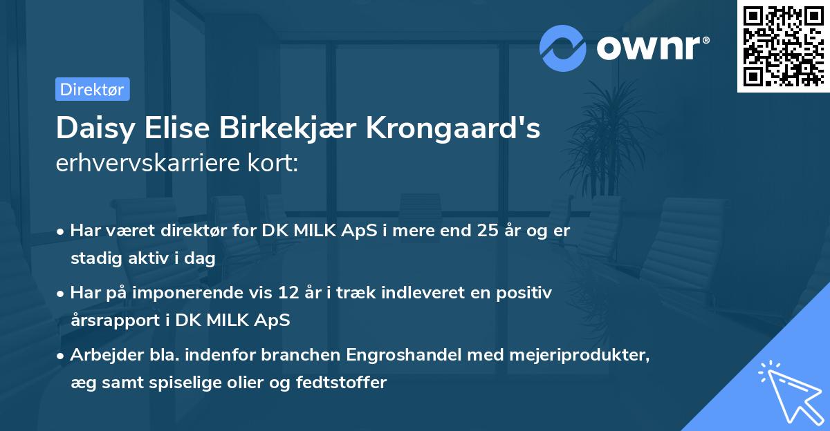 Daisy Elise Birkekjær Krongaard's erhvervskarriere kort