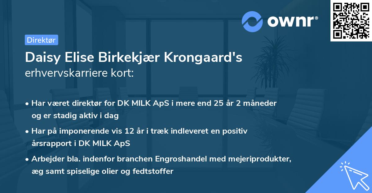 Daisy Elise Birkekjær Krongaard's erhvervskarriere kort