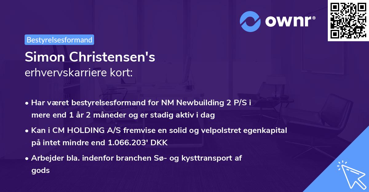 Simon Christensen's erhvervskarriere kort