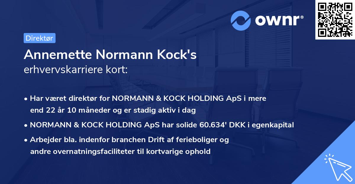 Annemette Normann Kock's erhvervskarriere kort