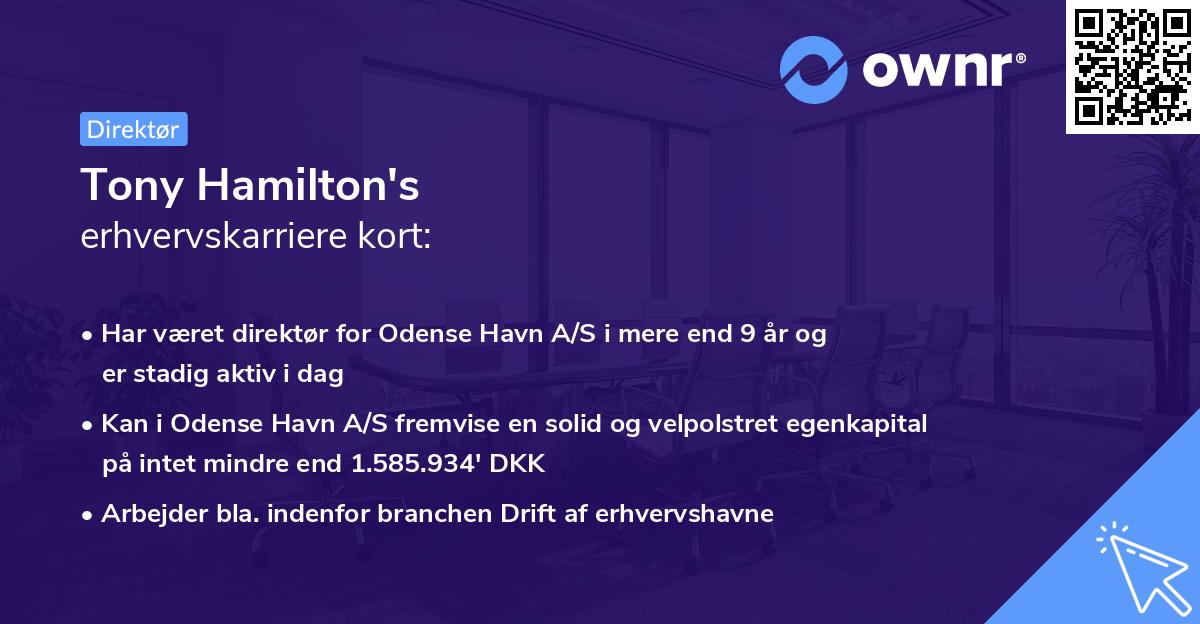 Tony Hamilton's erhvervskarriere kort