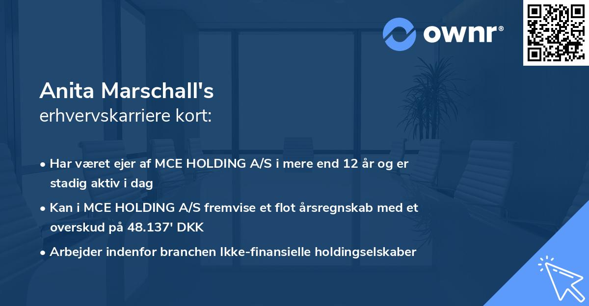 Anita Marschall's erhvervskarriere kort