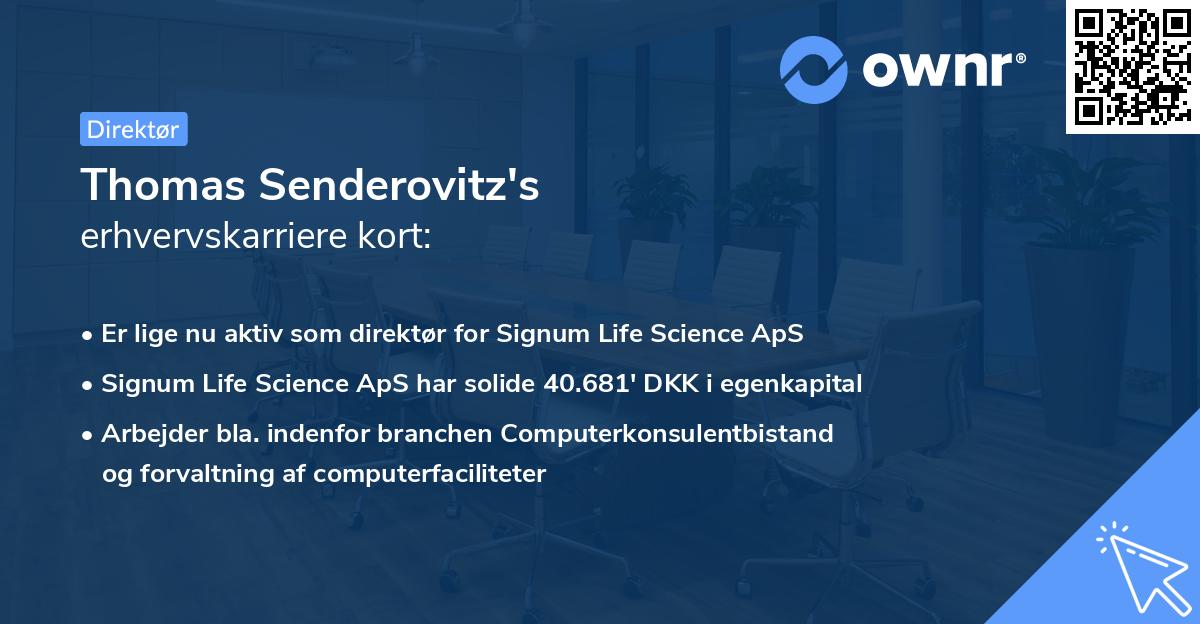 Thomas Senderovitz's erhvervskarriere kort