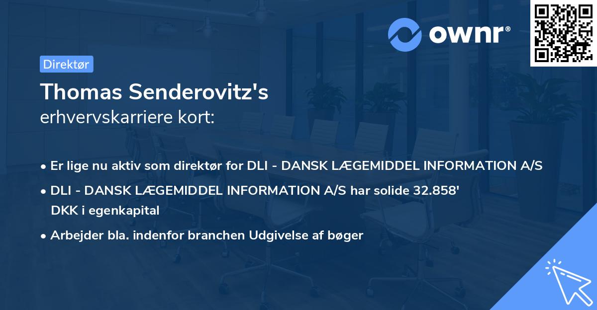 Thomas Senderovitz's erhvervskarriere kort