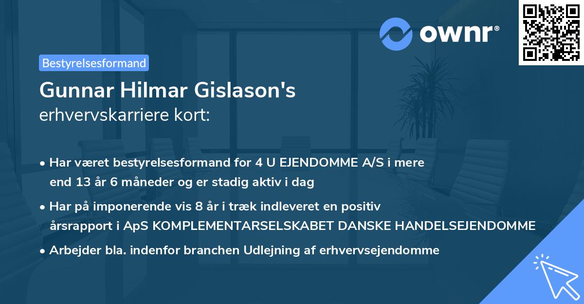 Gunnar Hilmar Gislason's erhvervskarriere kort