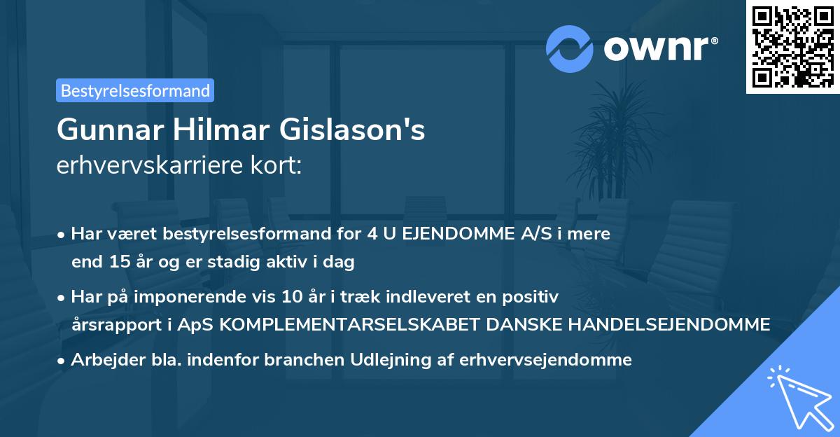 Gunnar Hilmar Gislason's erhvervskarriere kort