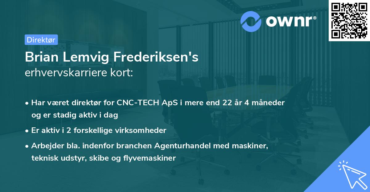 Brian Lemvig Frederiksen's erhvervskarriere kort