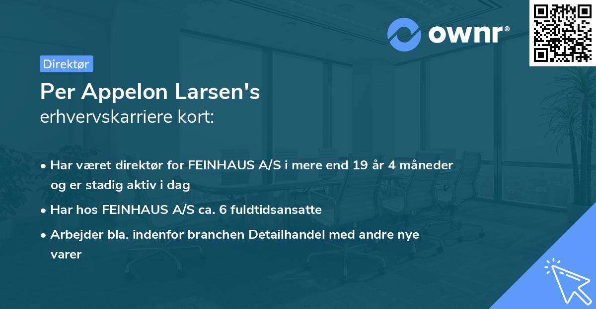 Per Appelon Larsen's erhvervskarriere kort