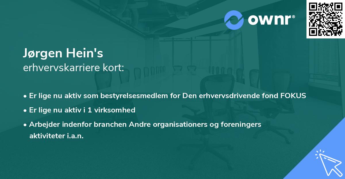 Jørgen Hein's erhvervskarriere kort